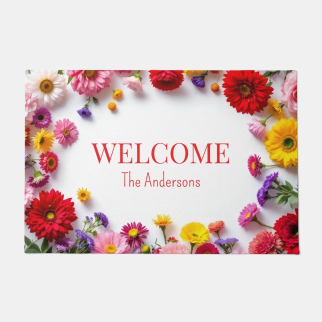 Tapete Mala Colorida das Flores Vermelhas Rosa (Frente)