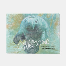 Tapete Manatee Painting Beach House Mat de Boas-vindas