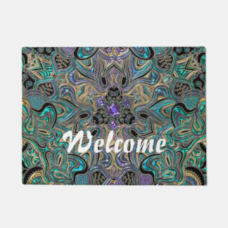 Tapete Mandala preta roxa Dourado da cerceta