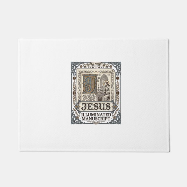 Tapete Manuscrito de Jesus Fé Cristã Vintage (Frente)