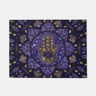 Tapete Mão de Hamsa - Mão de Fátima em Lotus mandala
