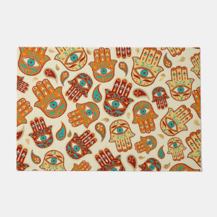 Tapete Mão de Hamsa - Mão de Fátima Teal Terracotta