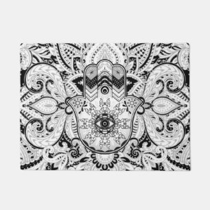 Tapete Mão de Hamsa - mão do grayscale de Fatima