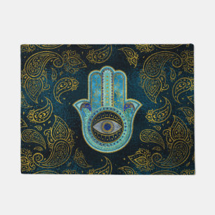Tapete Mão decorativa de Hamsa com fundo de paisley