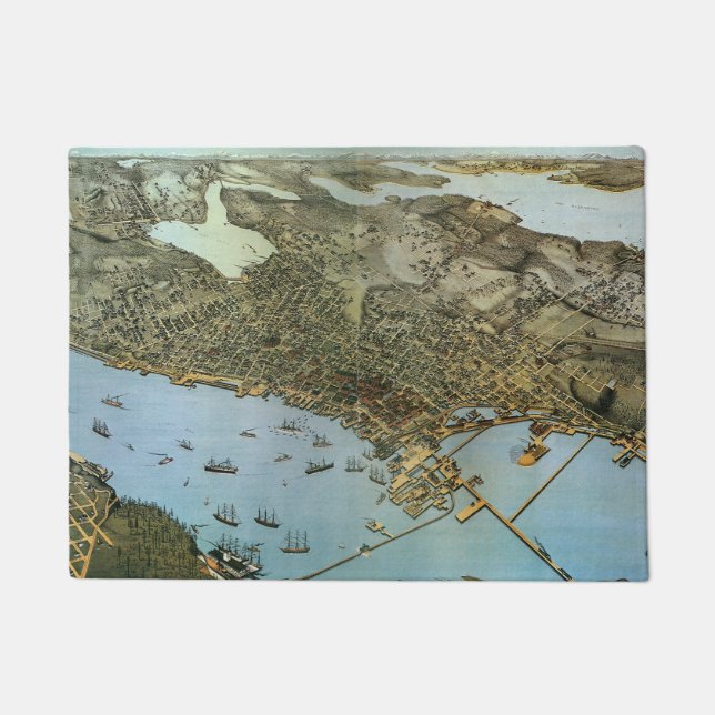 Tapete Mapa Antigo da Cidade de Seattle Washington (Frente)