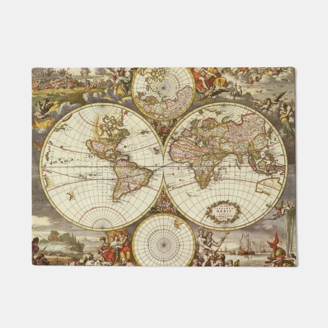 Tapete Mapa Antigo do Mundo Antigo por Frederick de Wit,  (Frente)