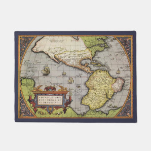 Tapete Mapa Antigo do Mundo as Américas por Abraham Ortel