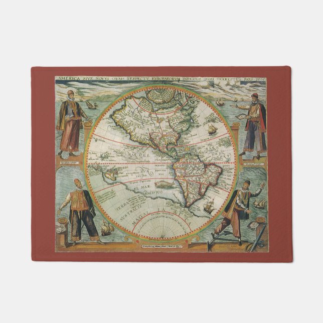 Tapete Mapa Antigo do Novo Mundo as Américas, Theodor de  (Frente)