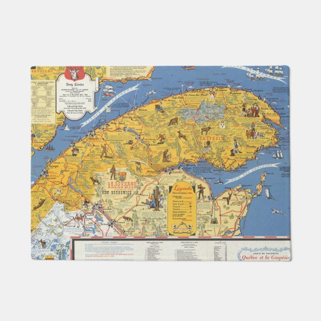 Tapete Mapa de Vacanes, Quebeque, Gaspesie (Canadá) (Frente)