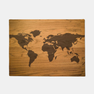 Tapete Mapa do mundo na grão de madeira