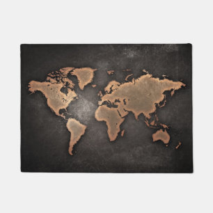 Tapete Mapa mundial de couro geográfico castanho