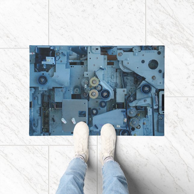 Tapete Máquina Azul Mecânica Robótica Funny Legal Geeky (Interior)