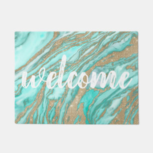 Tapete Marble do Enfumaçado Teal Dourado Sequin Glitter