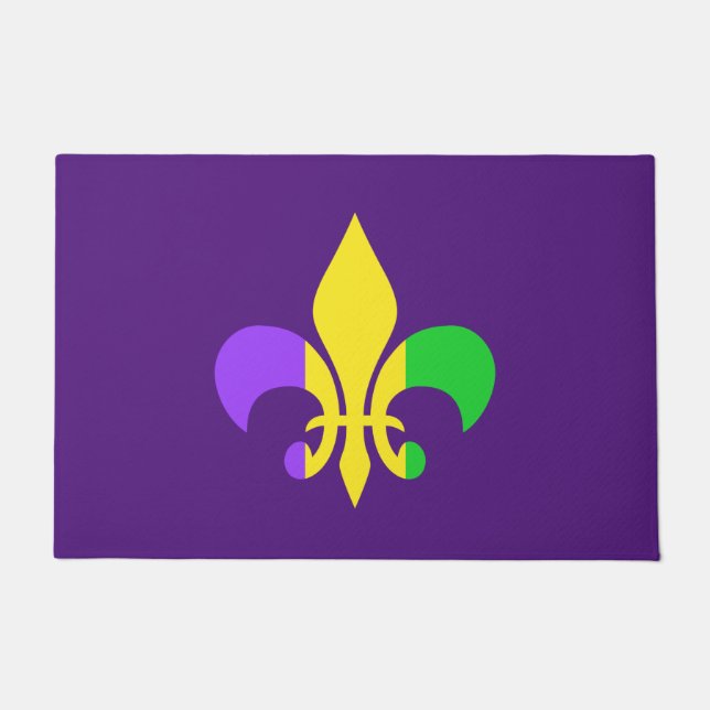 Tapete Mardi Gras Fleur-de-Lis Amarelo - Púrpura Verde (Frente)