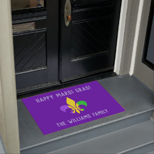 Tapete Mardi Gras Fleur-de-Lis Yellow Green Doorma