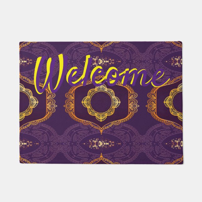 Tapete Marinho Azul e/ou Violeta com Mandalas Douradas (Frente)