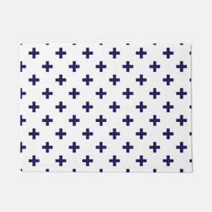 Tapete Marinho cruz polka azul sobre branco