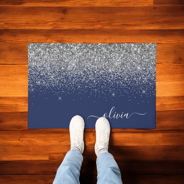 Tapete Marinho de prata Blue Glitter Girly Monographic No (Criador carregado)