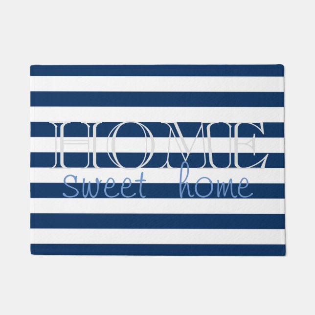 Tapete Marinho Moderno Blue Stripes, Home Sweet Home (Frente)