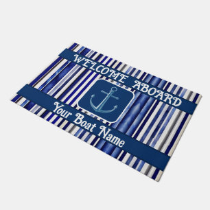Tapete Marinho Moderno Summer Blue Boat Strips Coleção