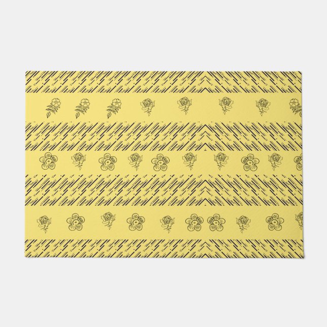 Tapete Marinho na moda Blue Stripes & Floral Impressão em (Frente)