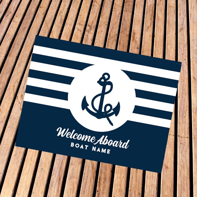Tapete Marinho Náutico Azul Nome do Barco Personalizado B (Criador carregado)