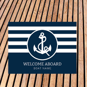 Tapete Marinho Náutico Azul Nome do Barco Personalizado B