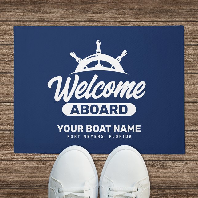Tapete Marinho Personalizado Nome de Boat Azul Bem-vindo  (Criador carregado)