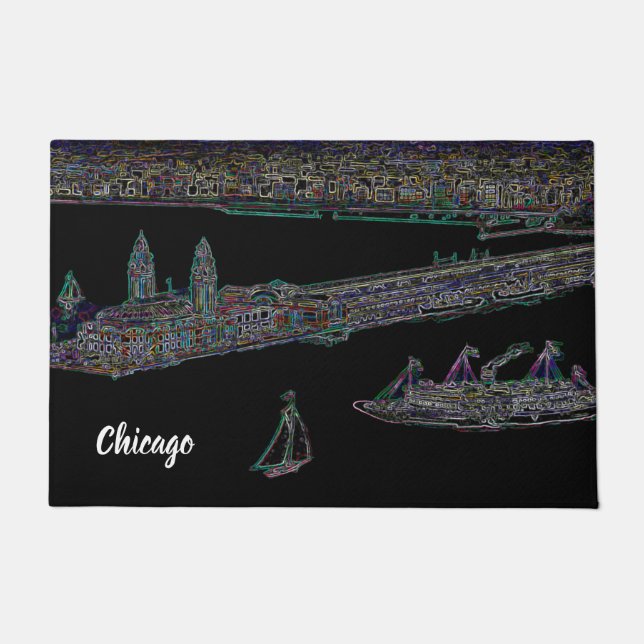 Tapete Marinho Pier Chicago 1920's neon Art Windy City (Frente)