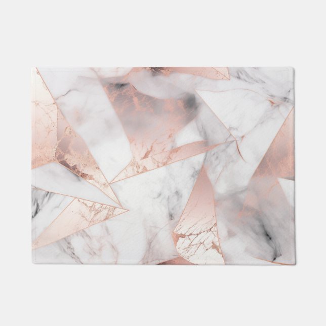 Tapete Mármore Geométrico Dourado Rosa Tendência (Frente)
