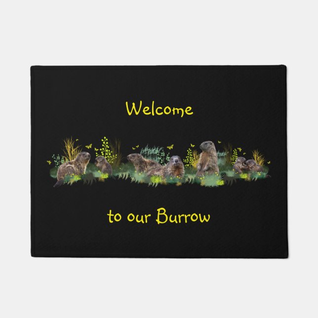 Tapete Marmot Meadow Door Mat com opção de Texto personal (Frente)