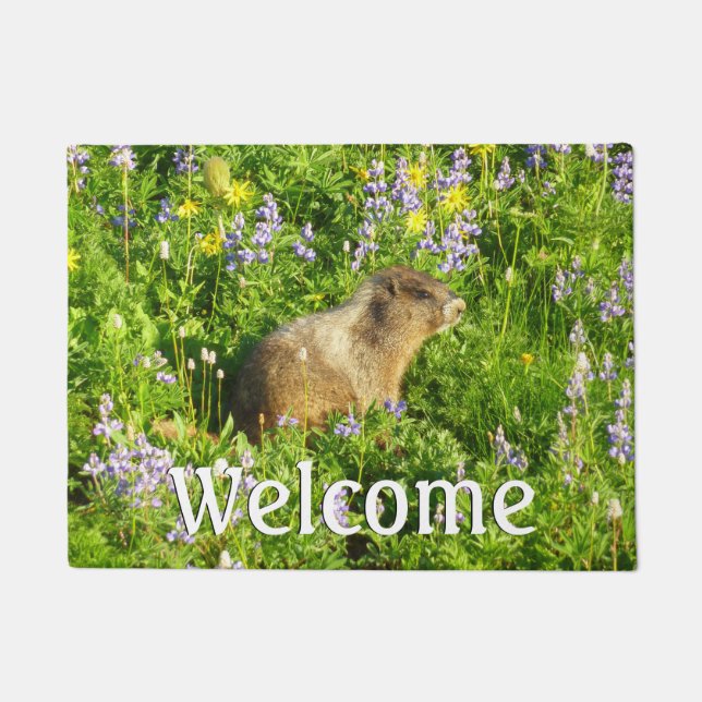 Tapete Marmota em Flores Silvestres do Monte Rainier (Frente)
