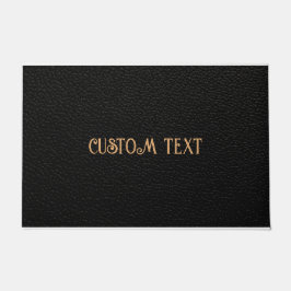 TAPETE MAT DA PORTA DE TEXTO PERSONALIZADA DO COURO PRETO