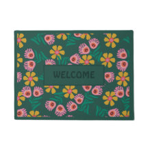 Mat verde floral moderno e bonito da porta feminin