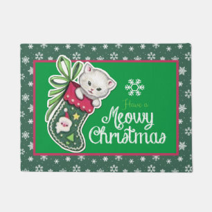 Tapete Mat vermelho e verde de porta de Natal