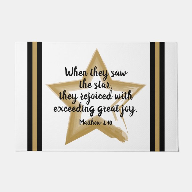 Tapete Mateus 2:10 Bíblia de Natal Verse Doormat (Frente)
