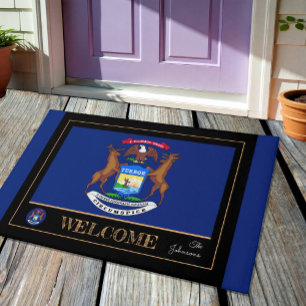 Tapete Matriz da casa de Michigan Blue / Bem-vindo