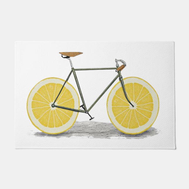 Tapete Matriz de bicicleta de limão amarelo, Fruta engraç (Frente)