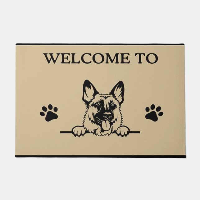 Tapete Matriz de Boas-vindas dos German shepherd personal (Frente)