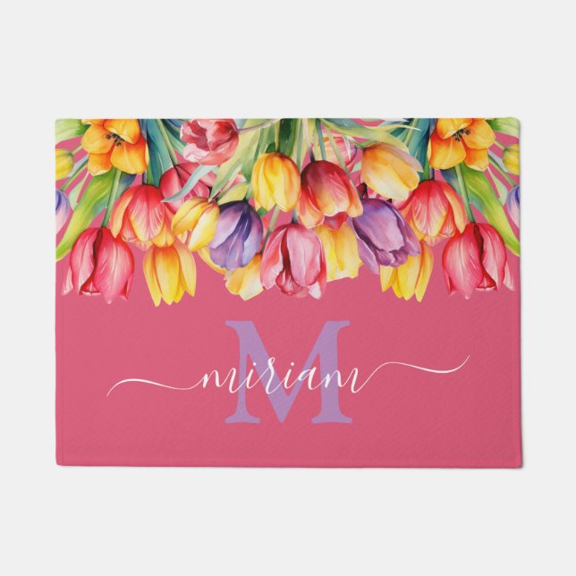 Tapete Matriz de chão da cozinha de luxo: Flores de prima (Frente)