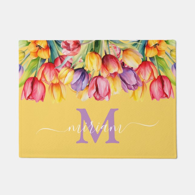 Tapete Matriz de chão da cozinha de luxo: Flores de prima (Frente)