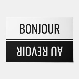 Tapete Matriz de Porta Personalizada do Bonjour e Au Revo