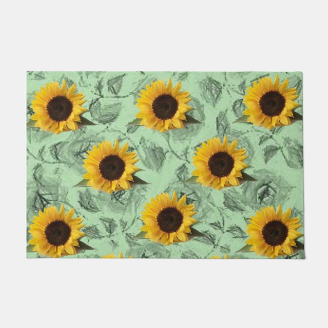 Tapete Matriz de Porta Verde Sunflower (Frente)