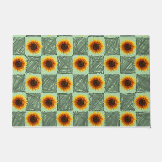 Tapete Matriz de Porta Verde Sunflower (Frente)