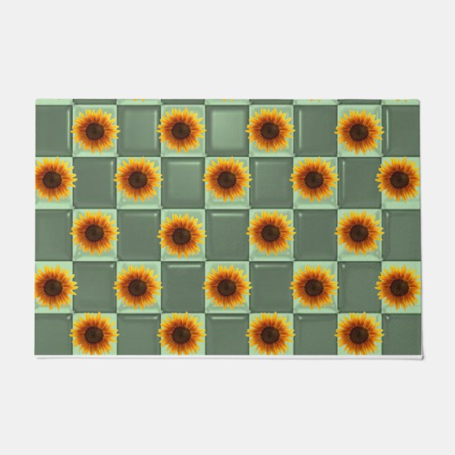 Tapete Matriz de Porta Verde Sunflower (Frente)