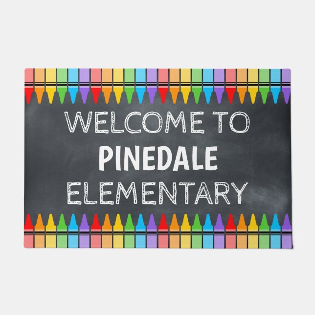 Tapete Matriz de Portas Bem-vindas da Escola Crayons (Frente)