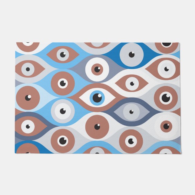 Tapete Mau Padrão de proteção ocular terracotta e blues (Frente)