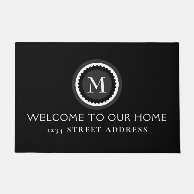 Tapete Medalhão de Monograma Decorativo Moderno | Bem-vin (Frente)