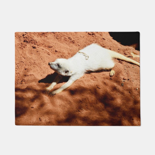 Tapete Meerkat Branco Esticando, Porta (Frente)