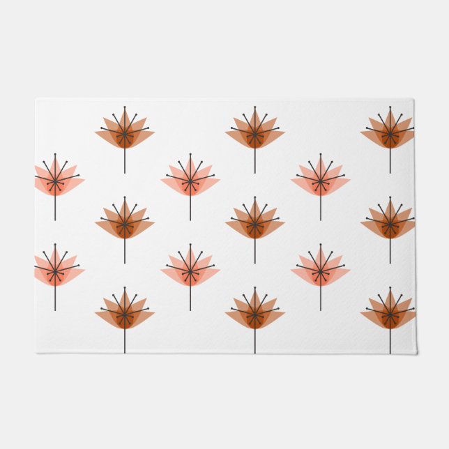 Tapete Meio século Flores Modernas Laranja (Frente)